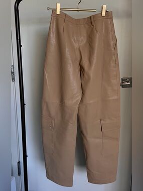 Song of Style Taupe Faux Leather Cargo Pants